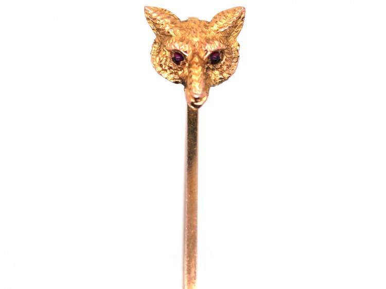 Edwardian 9ct Gold Stock Pin / Brooch of  a Fox Head