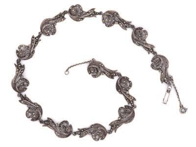 Silver & Marcasite Art Deco Swirl Design Collar