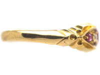 Edwardian 18ct Gold, Ruby and Diamond Boat Shaped Ring