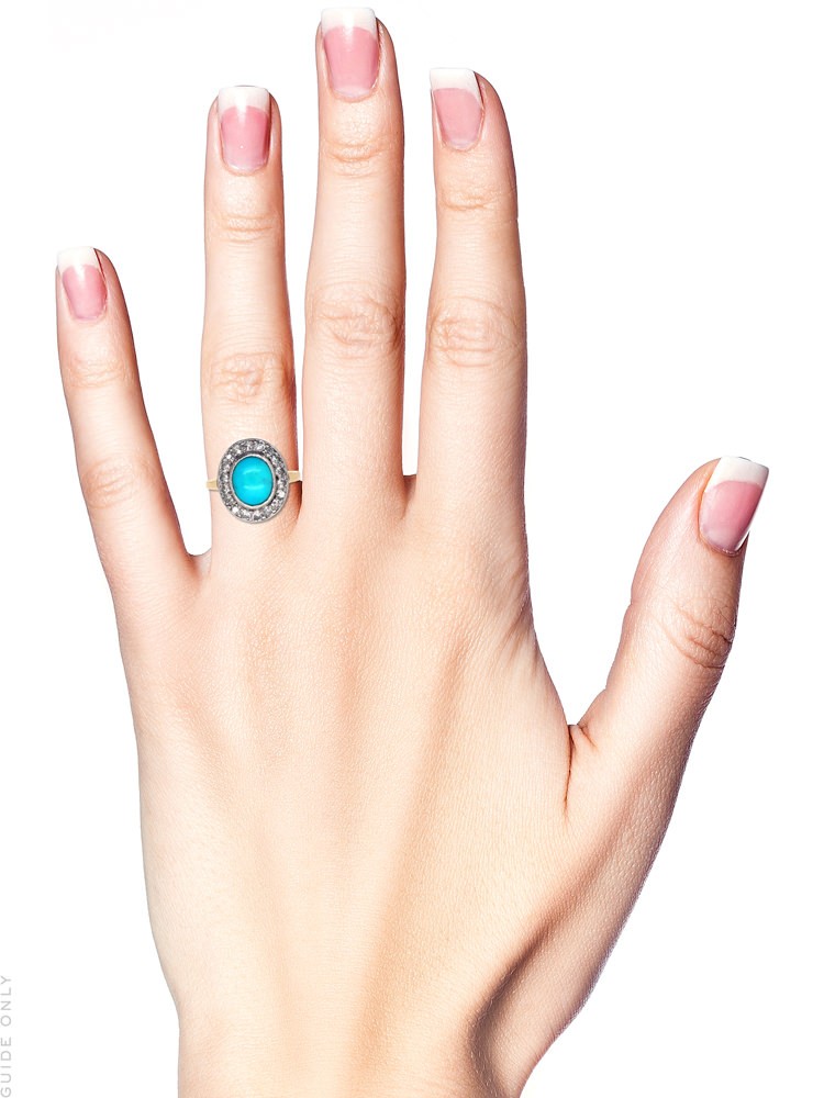 Turquoise & Diamond Oval Cluster Ring