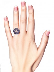 18ct Gold, Sapphire & Diamond Large Cluster Ring