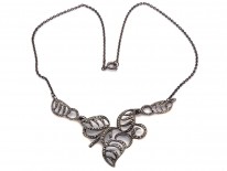 Silver & Marcasite Art Deco Leaf Necklace