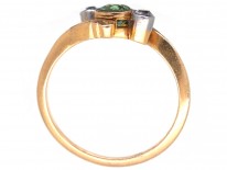 Edwardian 18ct Gold, Peridot & Diamond Crossover Ring