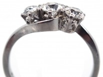 Platinum & Diamond Three Stone Crossover Ring
