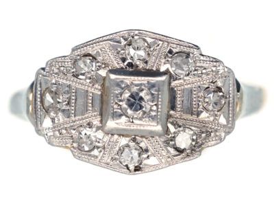 Art Deco 18ct Gold, Platinum & Diamond Ring