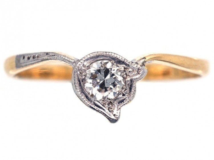 Edwardian 18ct Gold, Platinum & Diamond Lily of the Valley Flower Ring