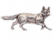 Silver Engraved Fox Brooch