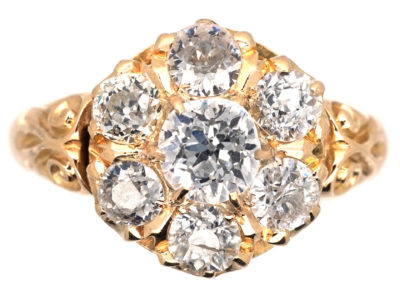 Victorian 18ct Gold Diamond Cluster Ring