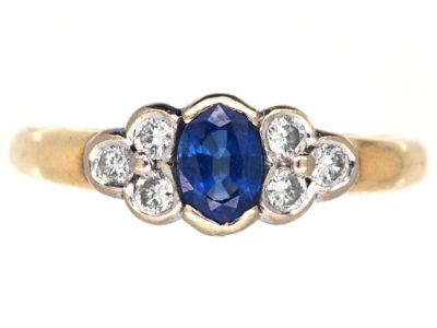 18ct Gold, Ceylon Sapphire & Diamond Ring