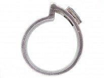 Silver & Blue Stone Modernist Buckle Ring