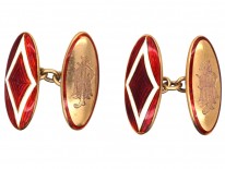 Edwardian 18ct Gold & Red Enamel Cufflinks