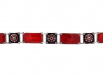 Silver Red & Back Enamel Bracelet by David Andersen
