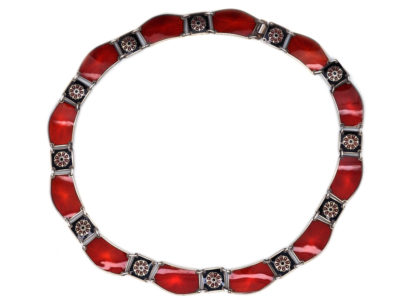 Silver, Red & Black Enamel Collar Attributed to David Anderson