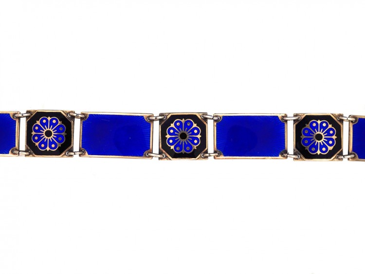 David Andersen Silver ​& Blue Enamel Bracelet