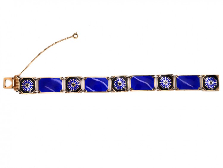 David Andersen Silver ​& Blue Enamel Bracelet