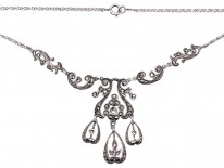 Art Deco Silver & Marcasite Triple Drop Necklace