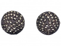 Art Deco Silver & Marcasite Round Earrings