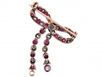 Edwardian Ruby, Natural Pearl & Diamond Bow Brooch