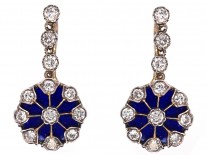 Art Deco Diamond ​& Enamel Drop Cluster Earrings