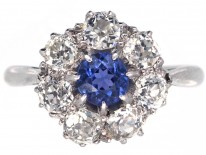 Platinum, Diamond & Sapphire Cluster Ring