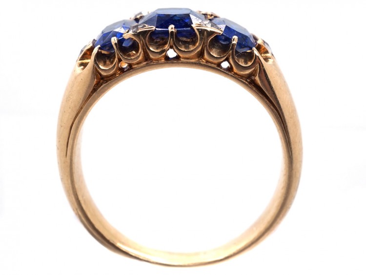 Victorian 18ct Gold, Three Stone Burma Sapphire Ring