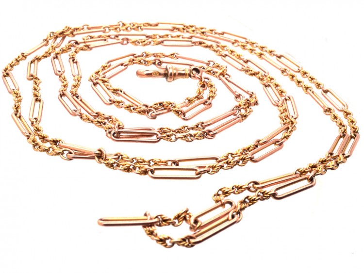 Edwardian 9ct Gold Ornate Long Guard Chain
