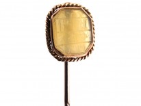 Agate & Gold Tie Pin With Symbols