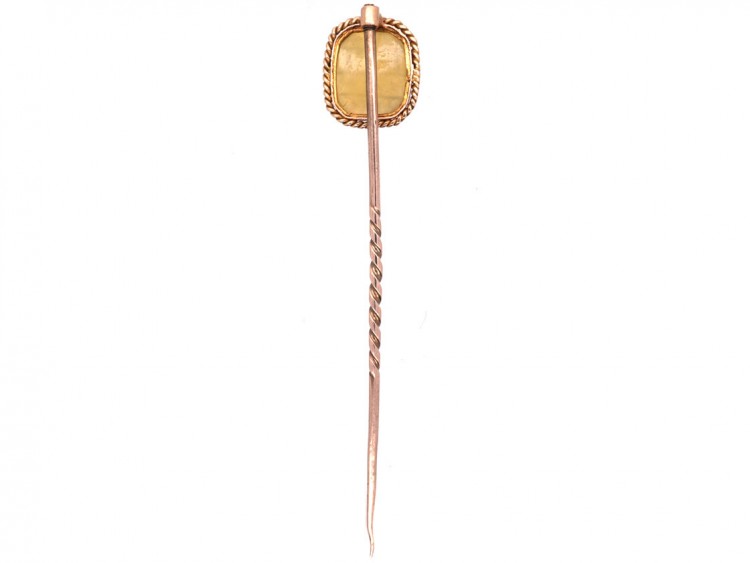 Agate & Gold Tie Pin With Symbols