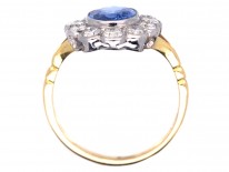 18ct Gold & Platinum, Ceylon Sapphire & Diamond Cluster Ring