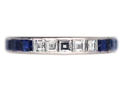 Art Deco Platinum Diamond & Sapphire Eternity Ring