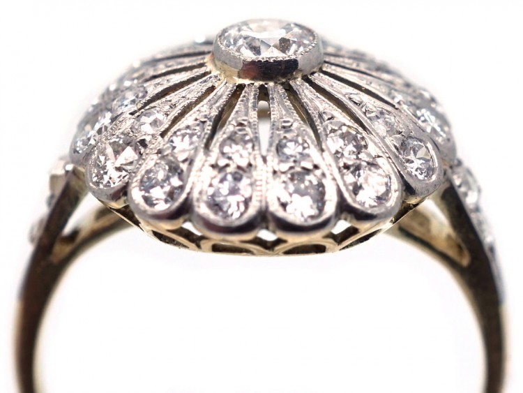 Edwardian 18ct Gold ​& Platinum, Diamond Starburst Ring