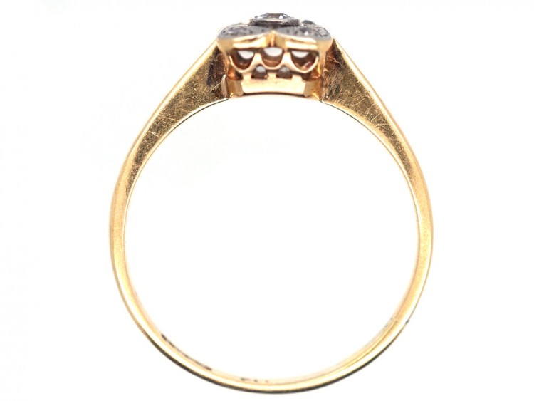 Art Deco 18ct Gold & Platinum Square & Diamond Shaped, Diamond Ring