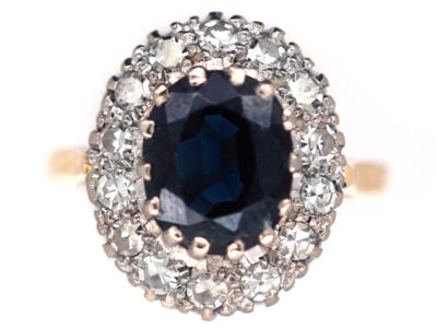 18ct Gold, Sapphire & Diamond Cluster Ring