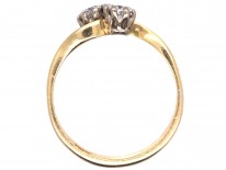 Edwardian 18ct Gold Two Diamond Twist Ring