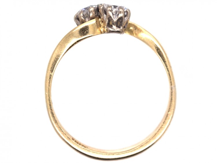 Edwardian 18ct Gold Two Diamond Twist Ring