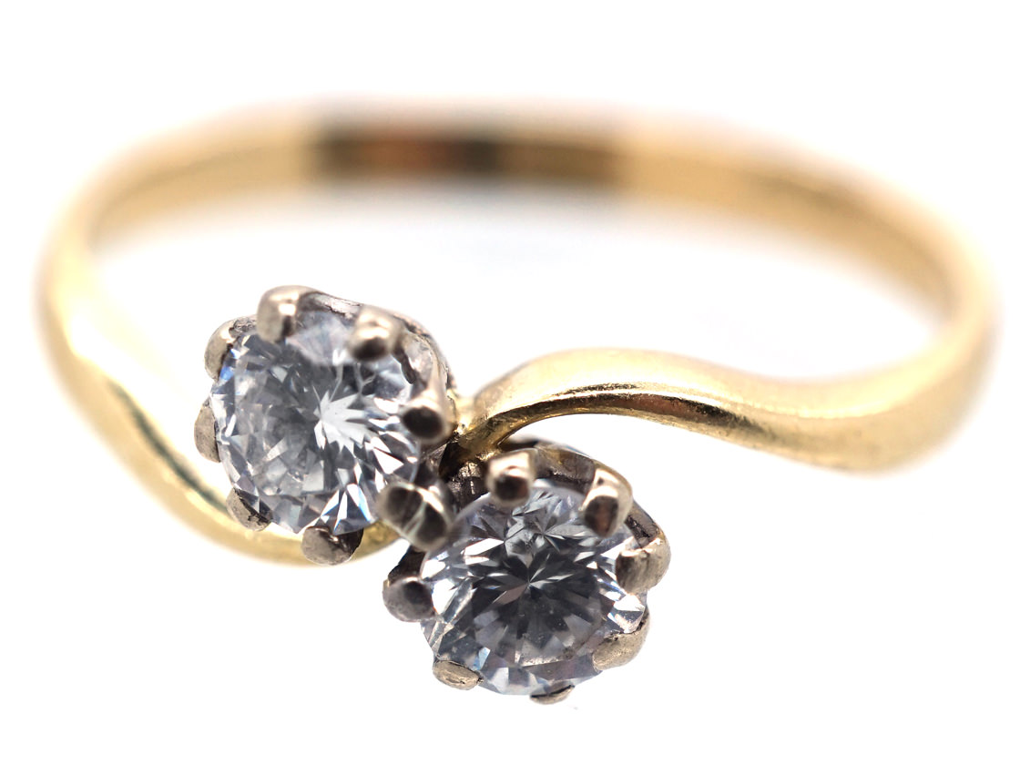 Edwardian 18ct Gold Two Diamond Twist Ring (411H) The Antique