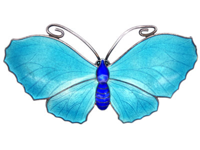Silver,Turquoise & Dark Blue Enamel, Butterfly Brooch