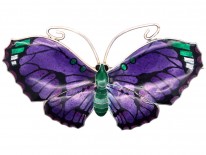 Silver, Purple & Green Enamel Butterfly Brooch