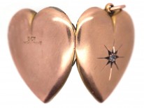 Edwardian 9ct Back ​& Front Heart Shaped Locket with Star Motif