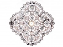Edwardian Platinum Natural Split Pearl & Diamond Brooch