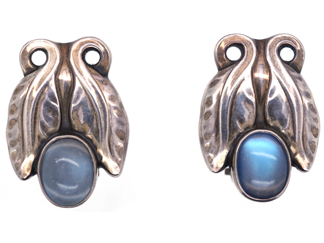 Georg Jensen Silver & Moonstone Clip On Earrings (400H) | The Antique ...
