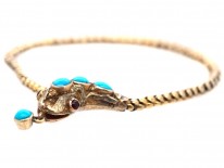 Victorian 15ct Gold Snake Bracelet Set With Turquoise