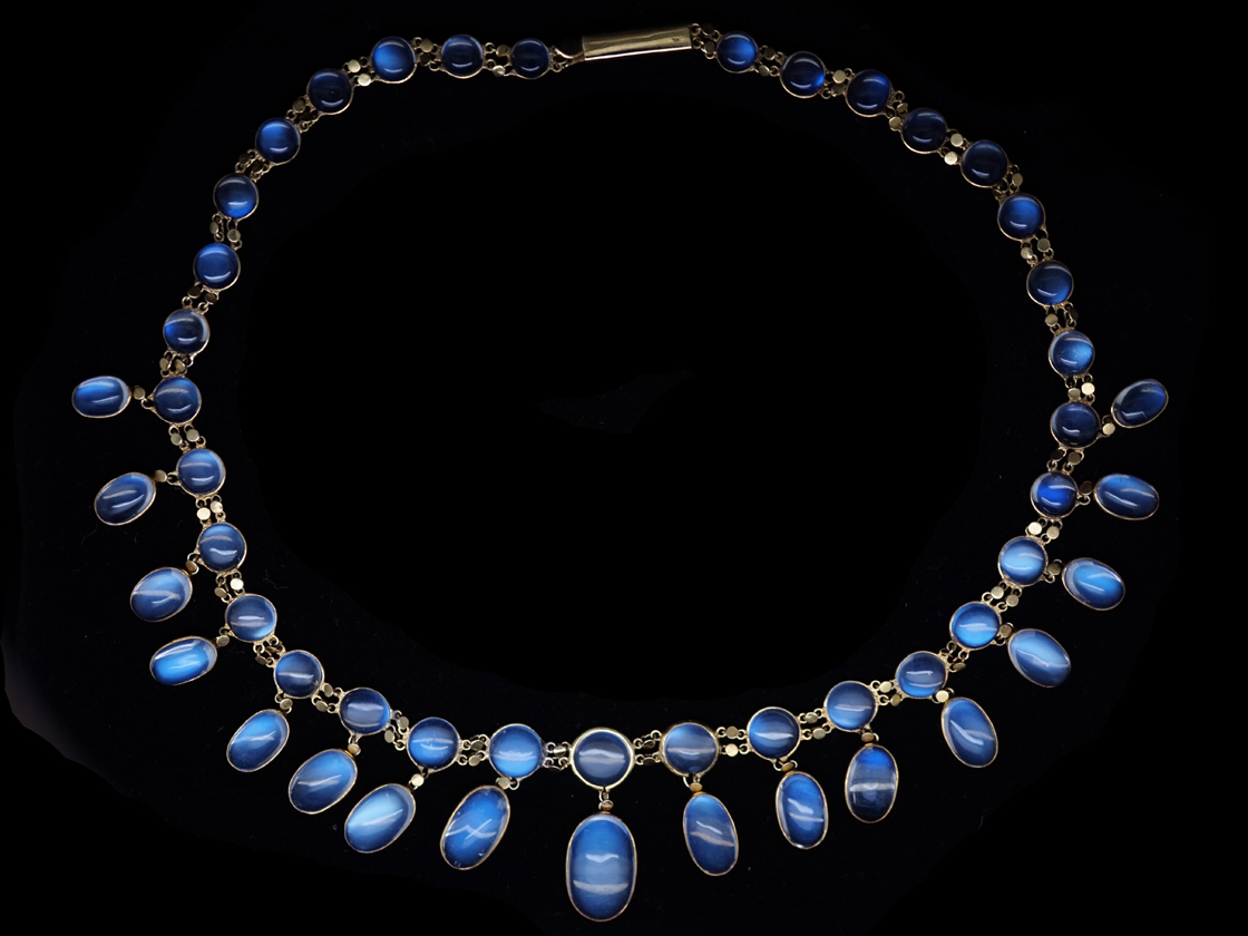 Edwardian 15ct Gold Moonstone Festoon Necklace (756G) | The Antique ...