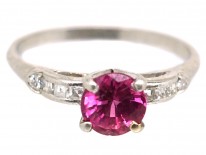 Ruby Solitaire & Diamond Platinum Ring