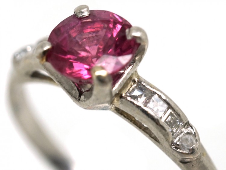 Ruby Solitaire & Diamond Platinum Ring