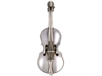 Victorian Silver Violin Brooch