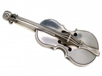 Victorian Silver Violin Brooch