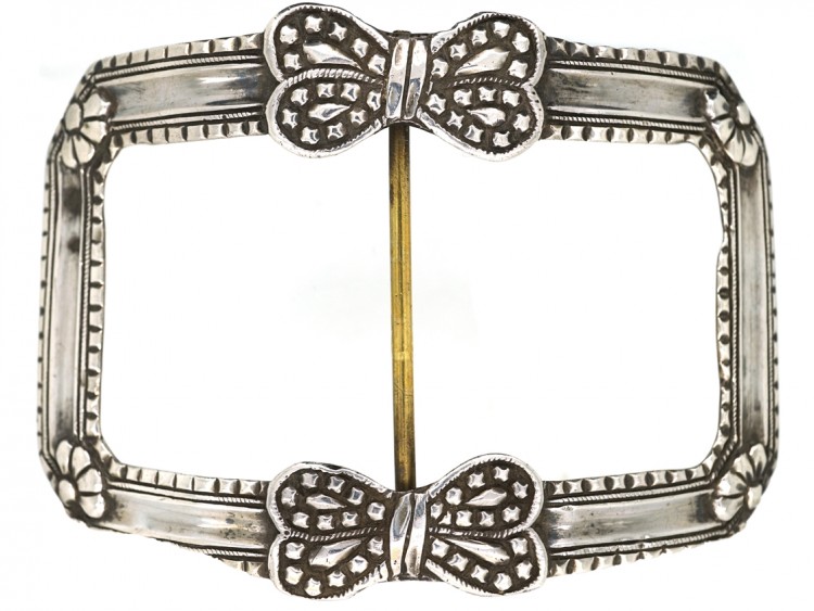 Large 18th Century French Silver Buckle With Bow Design