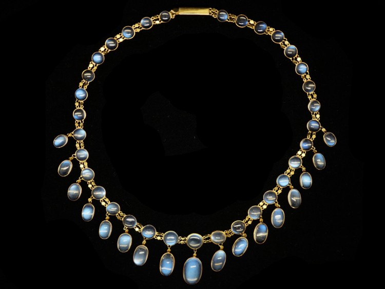 Edwardian 15ct Gold Moonstone Festoon Necklace