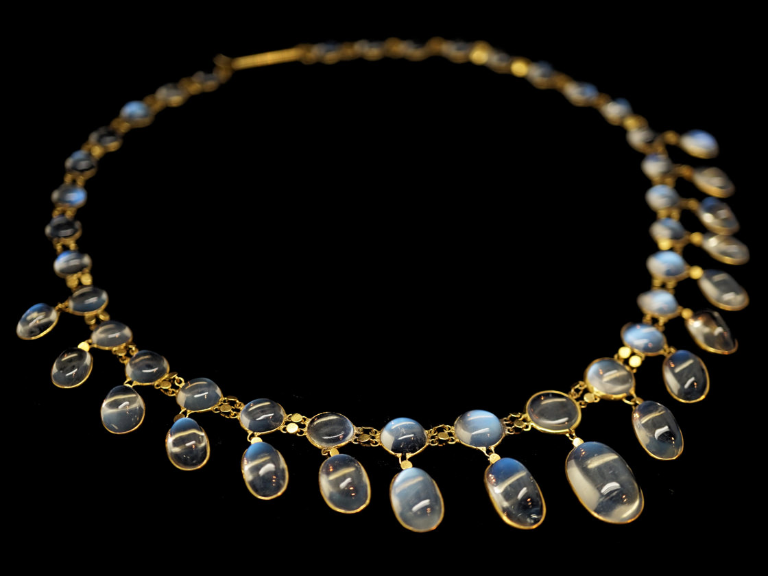 Edwardian 15ct Gold Moonstone Festoon Necklace (756G) | The Antique ...